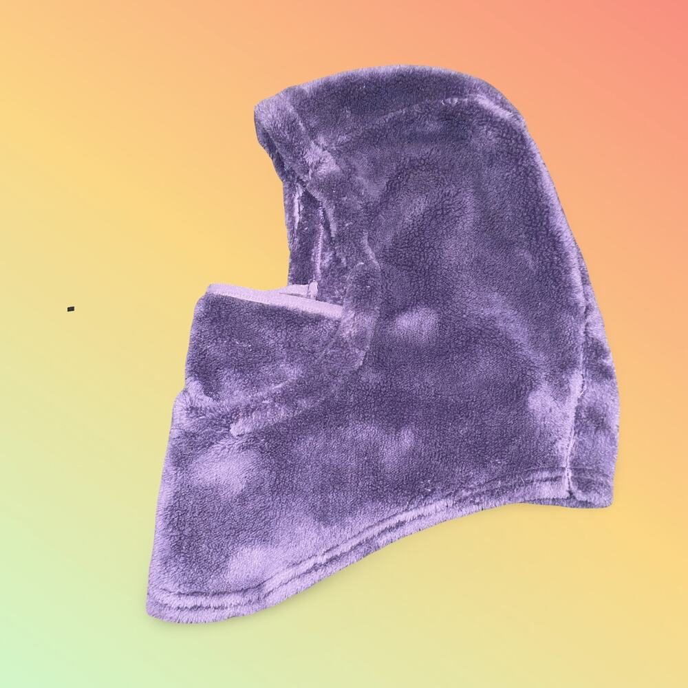 LL Bean Youth Fleece Balaclava Hood Ski Mask Purple Winter Warm Boy Girl Snow
